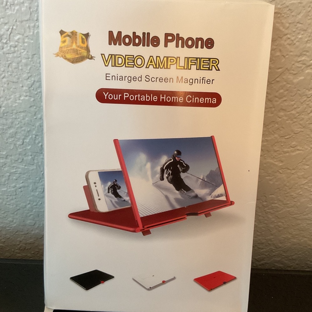 Mobile Phone Video Amplifier Screen Magnifier Portable Home Cinema Red 5D NIB